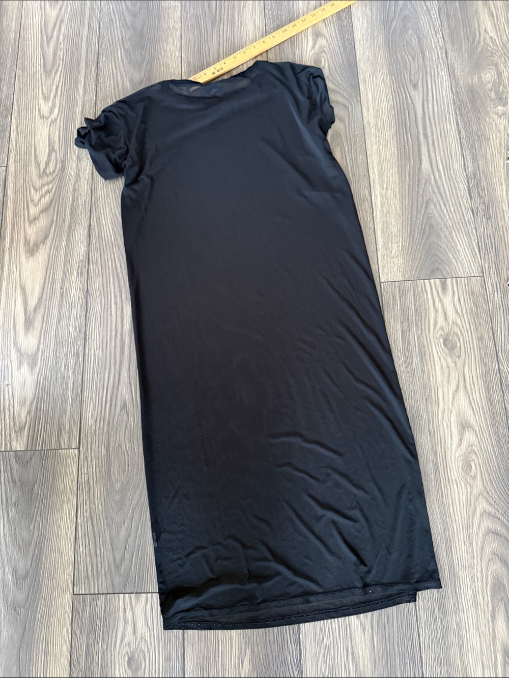 Black Sheer Mesh Maxi T-Shirt Dress Short Sleeve Size Small USA Made - Picture 5 of 8